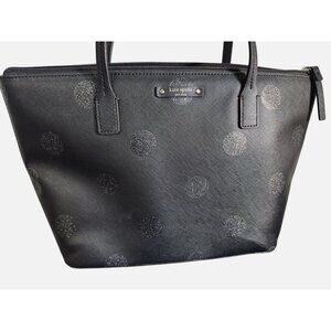 Kate‎ Spade New York Black Glitter Polka Dot Tote Bag